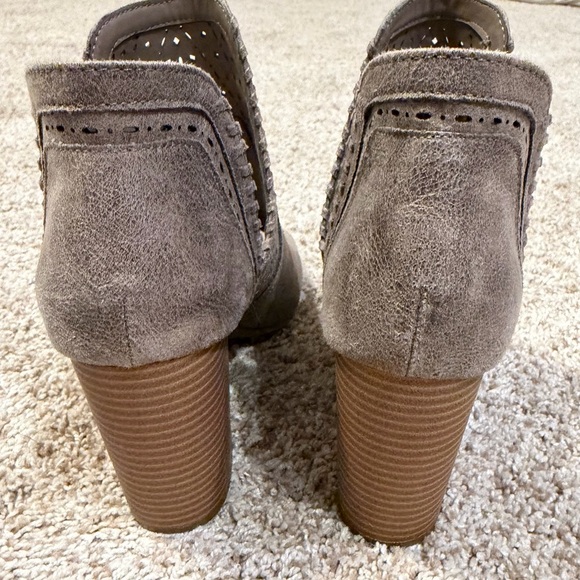 Fergie Women's Taupe Peep-Toe Ankle Boots - Picture 5 of 8